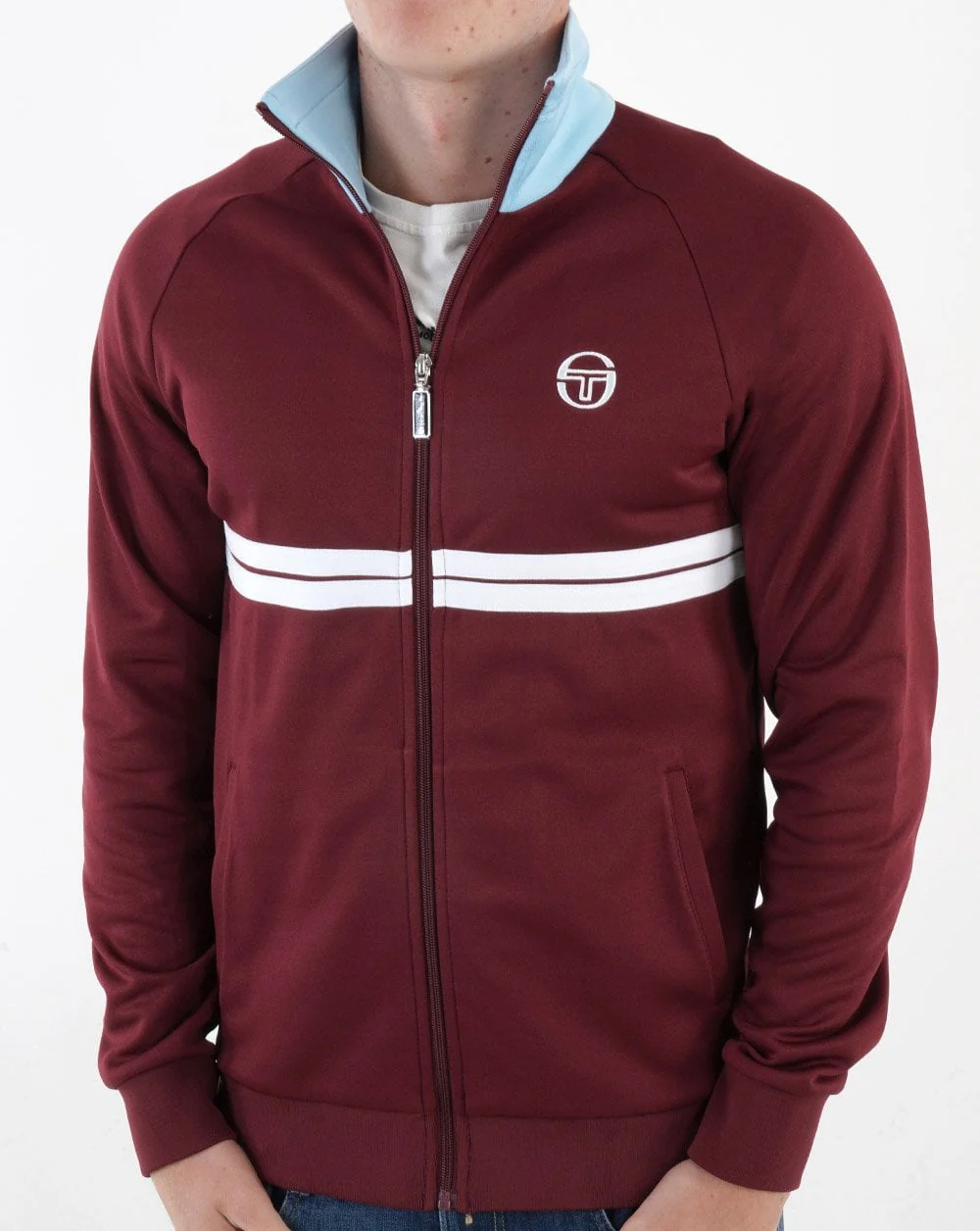 Sergio Tacchini Dallas Track Top Claret/Sky - Image 4