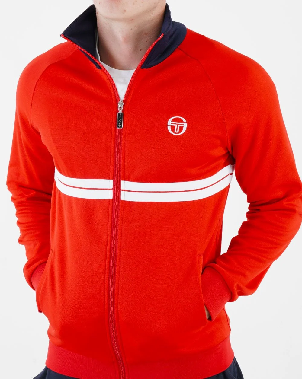 Sergio Tacchini Dallas Track Top Dark Red/Navy/White - Image 4