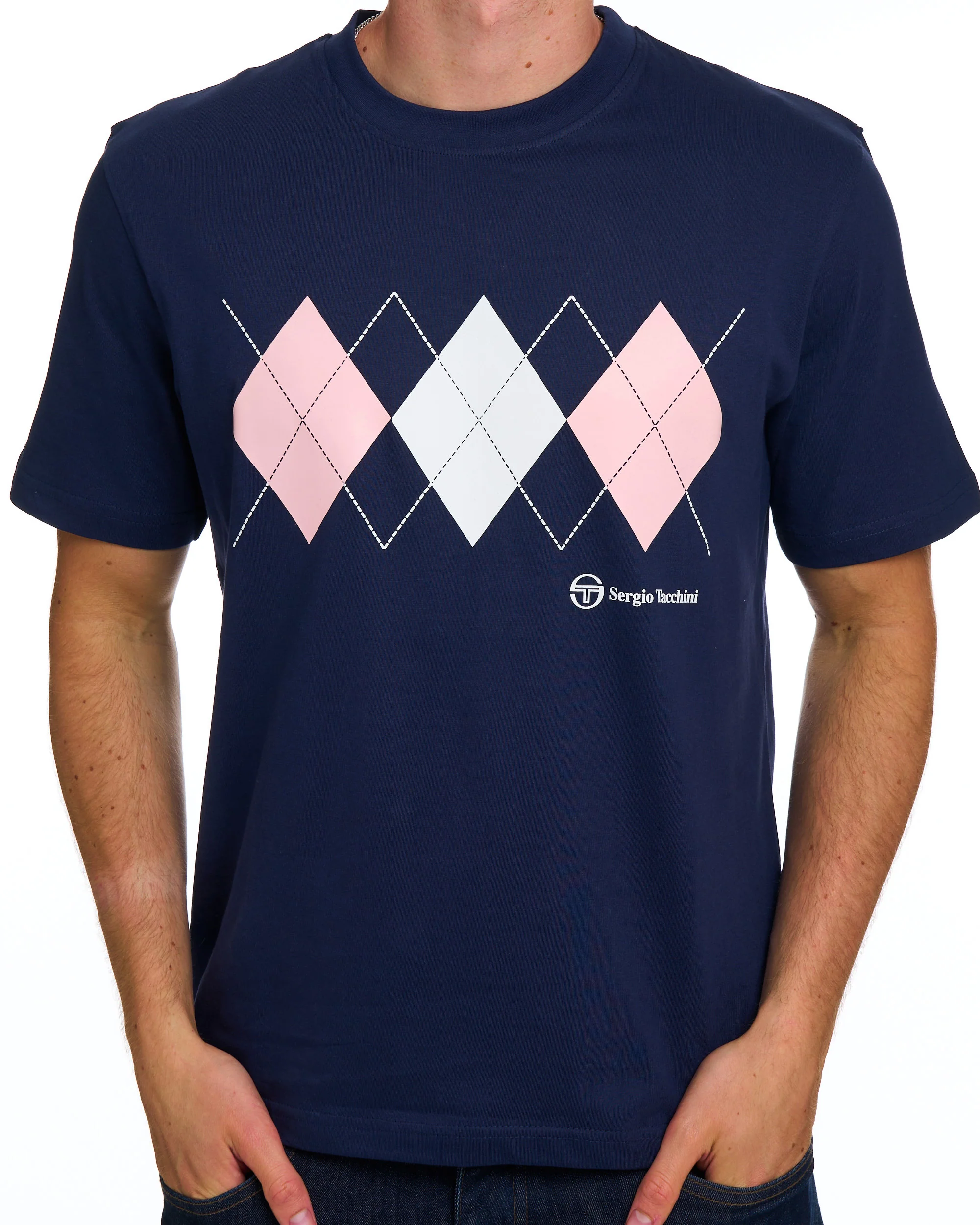Sergio Tacchini Diamond T Shirt Navy White Pink