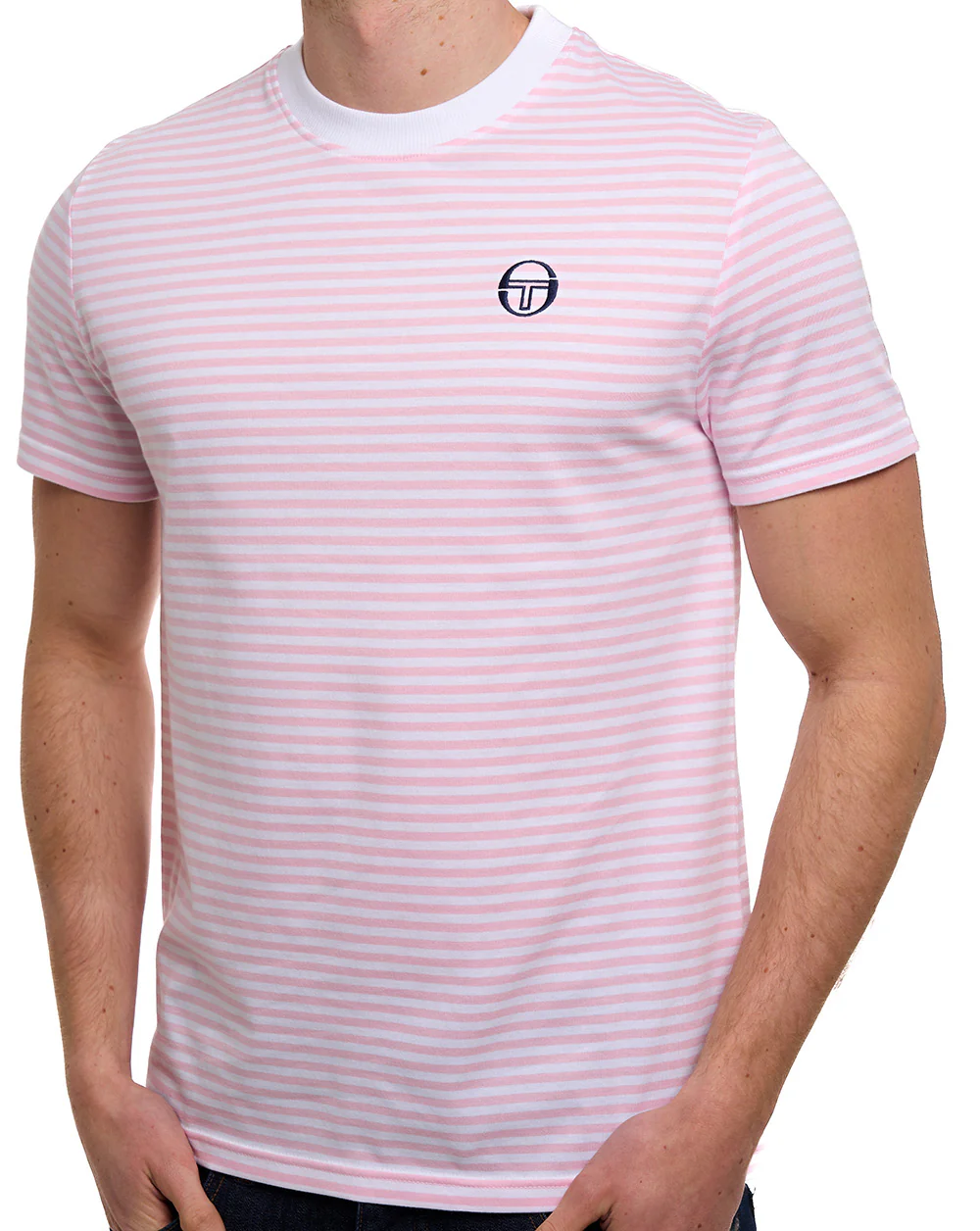 Sergio Tacchini Falcao Stripe T Shirt White/Pink - Image 3