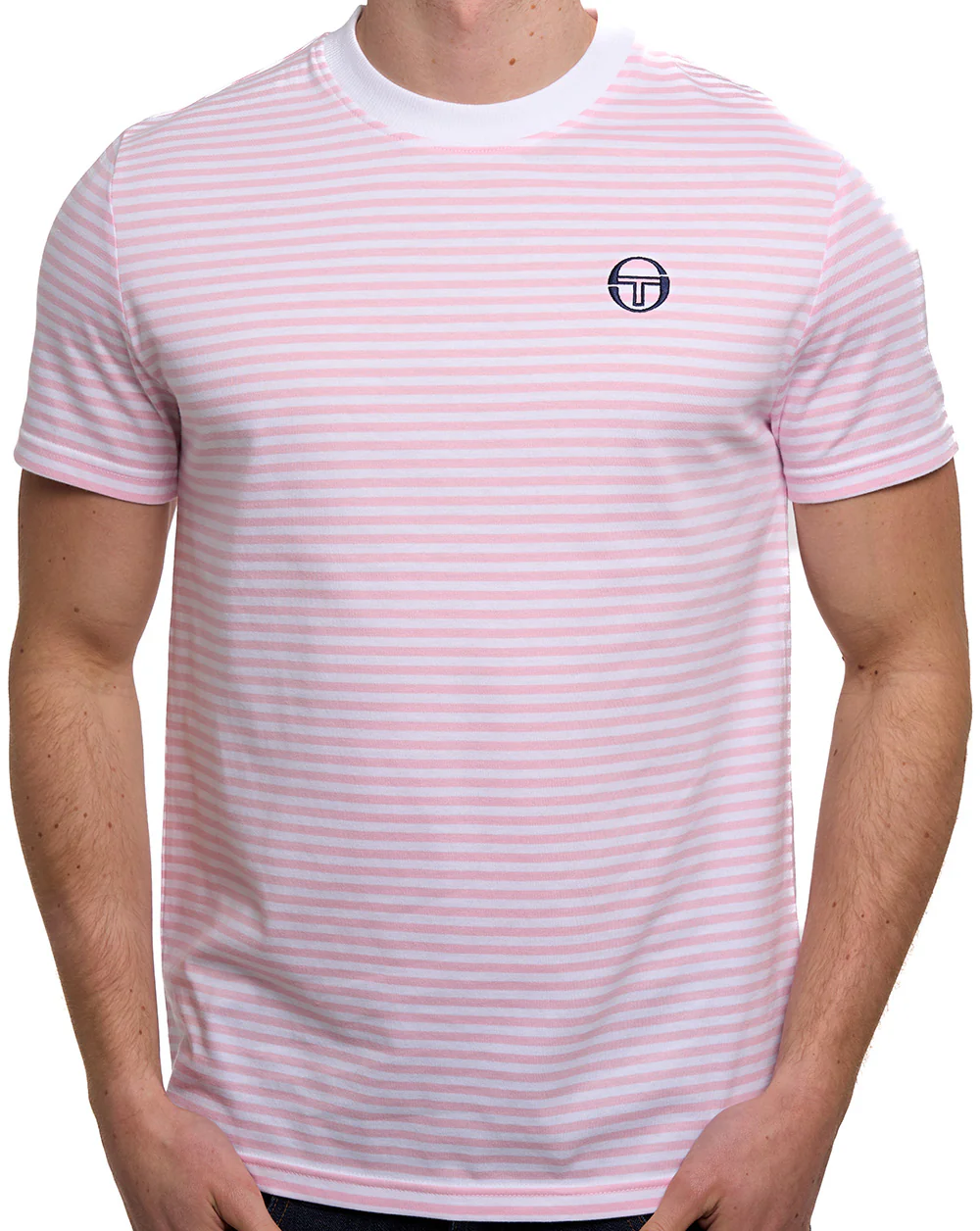 Sergio Tacchini Falcao Stripe T Shirt White/Pink - Image 4