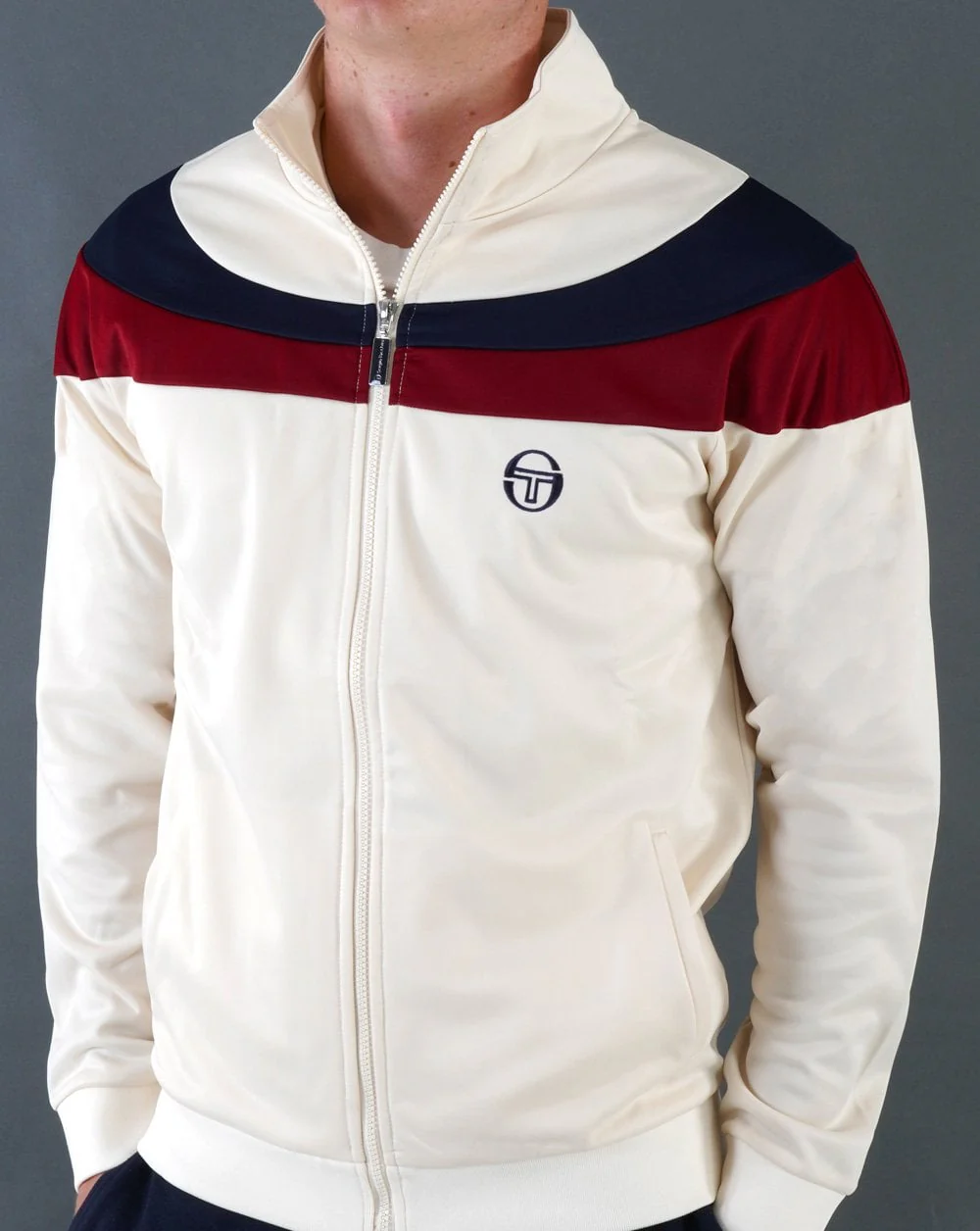 Sergio Tacchini Fohn Track Top Off White/Navy Blue - Image 5