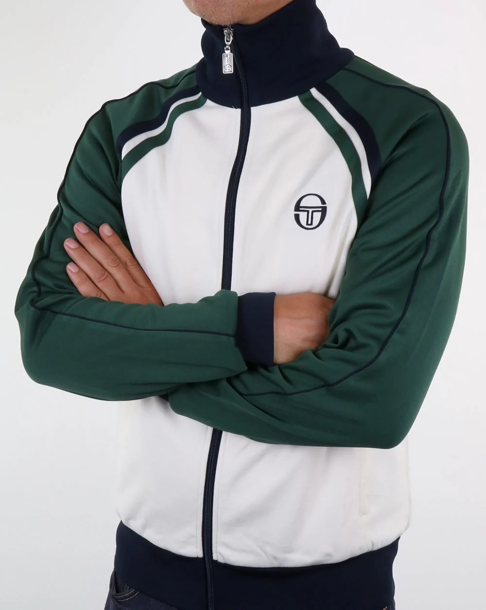 Sergio Tacchini Ghibli Track Top Ivory/Forest Green - Image 4
