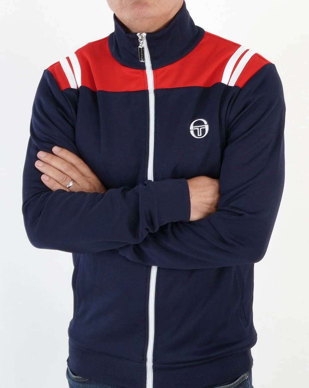 Sergio Tacchini Ice Cap Track Top Navy Blue/ Red - Image 2