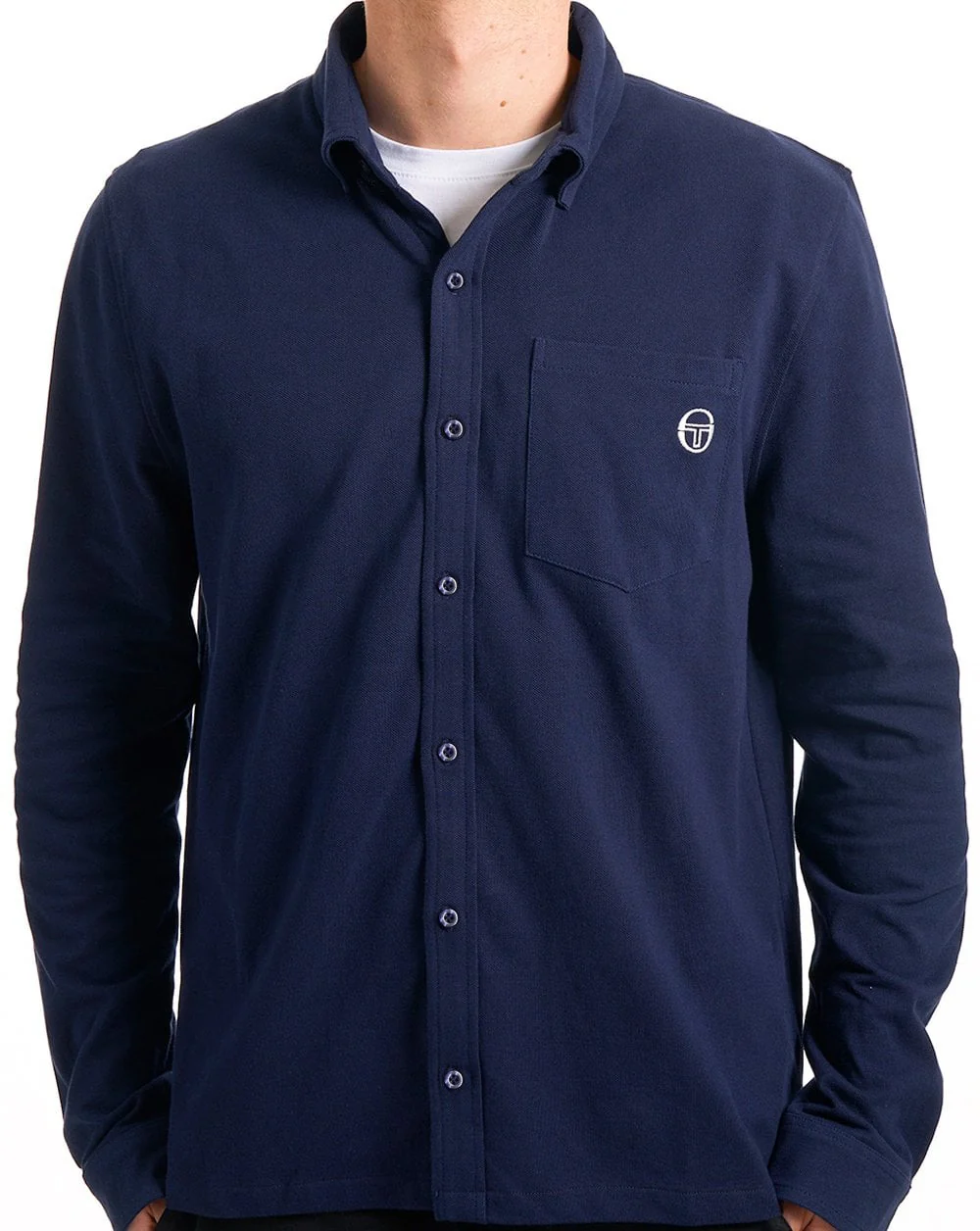 Sergio Tacchini Lanz Pique Shirt Navy Blue - Image 3