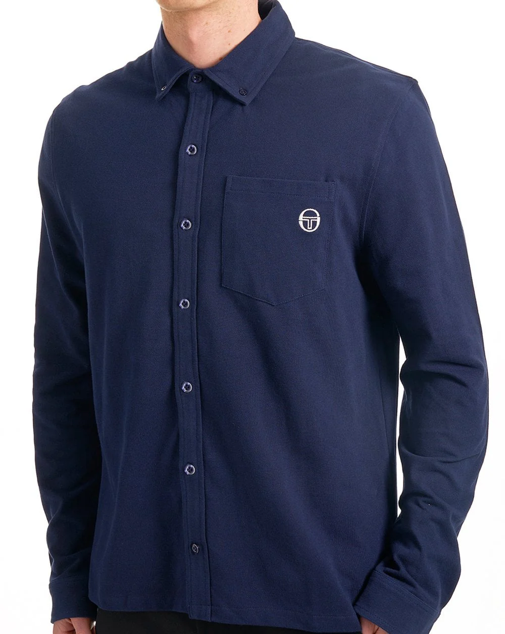 Sergio Tacchini Lanz Pique Shirt Navy Blue - Image 4