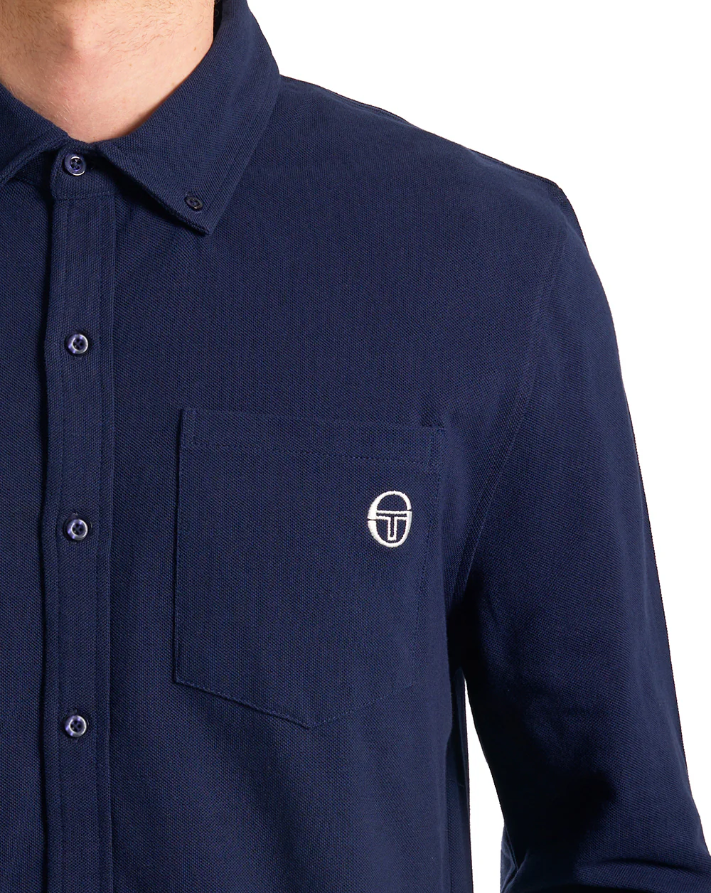 Sergio Tacchini Lanz Pique Shirt Navy Blue - Image 5