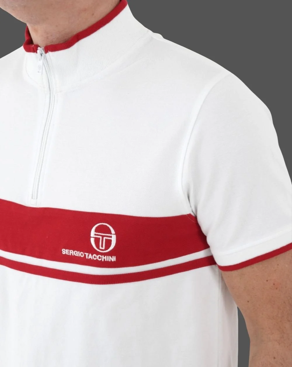 Sergio Tacchini Masters 1/4 Zip Polo White/Red - Image 2