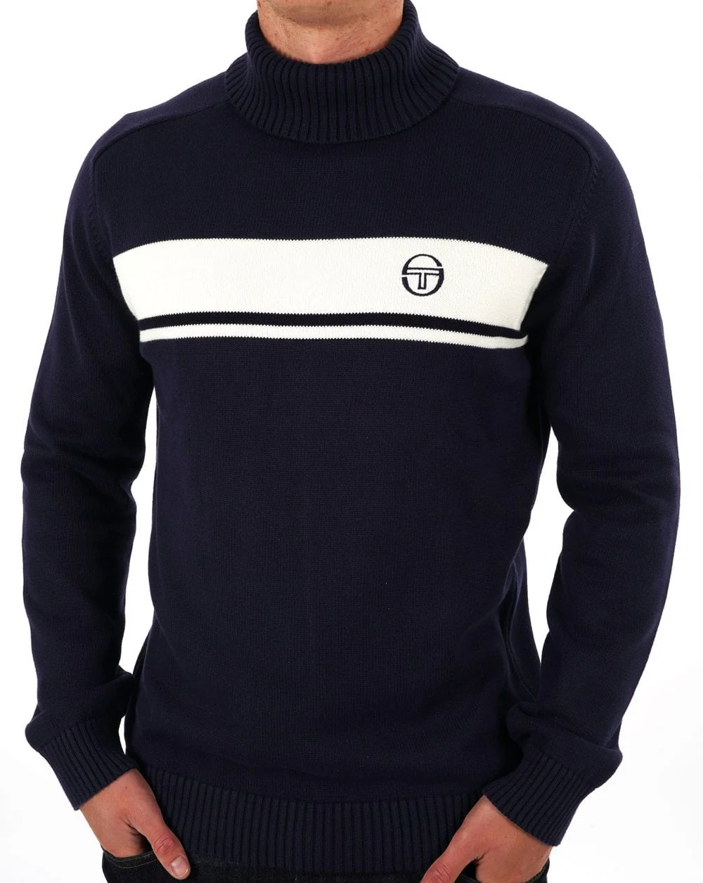 Sergio Tacchini Masters Roll Neck Knit Navy / Ecru