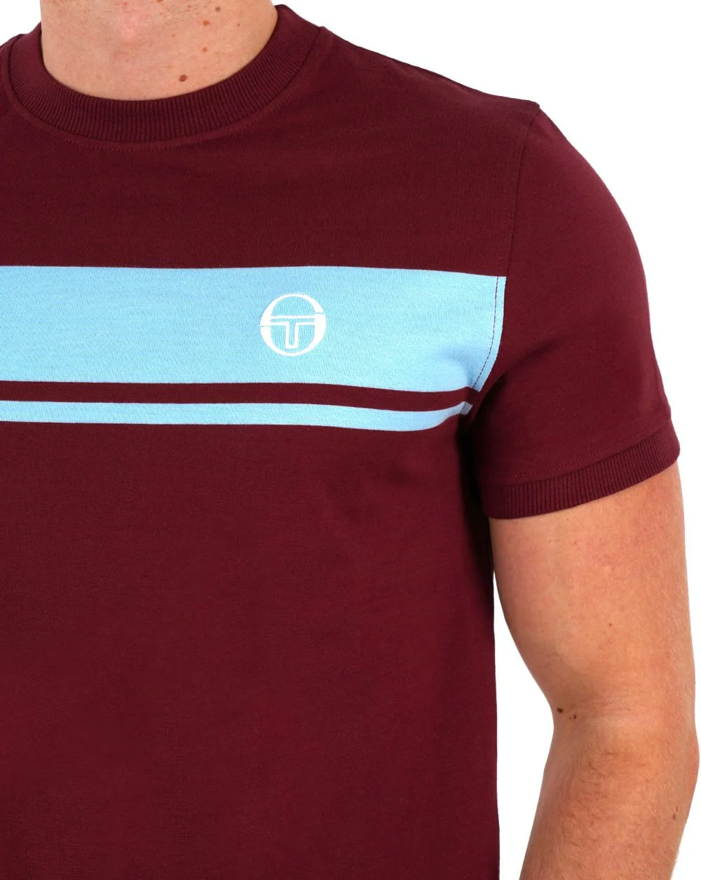 Sergio Tacchini Masters T Shirt Claret/Sky - Image 2