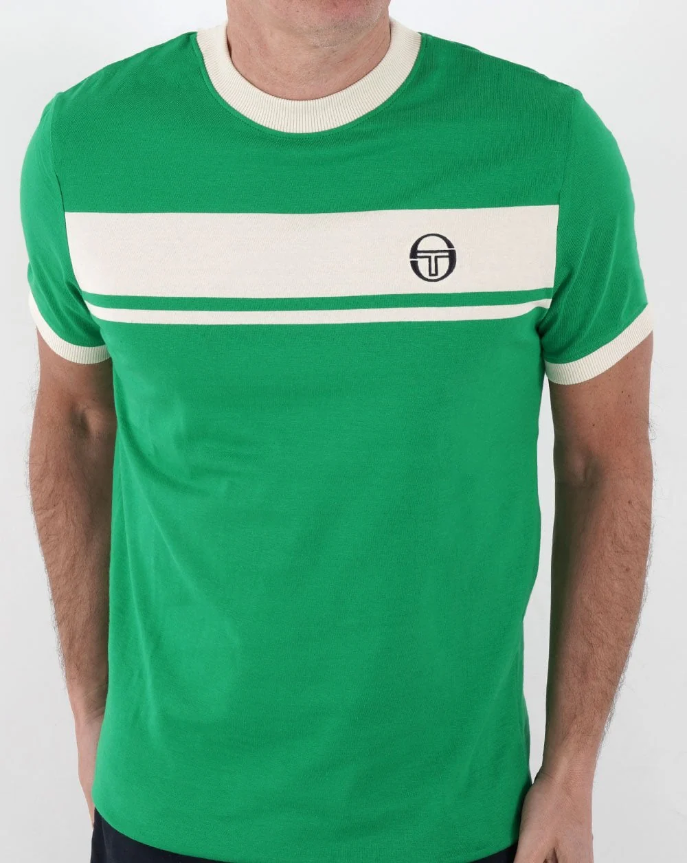 Sergio Tacchini Masters T Shirt Green/Off White - Image 3