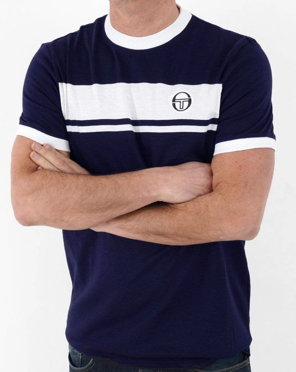 Sergio Tacchini Masters T Shirt Navy/White - Image 4