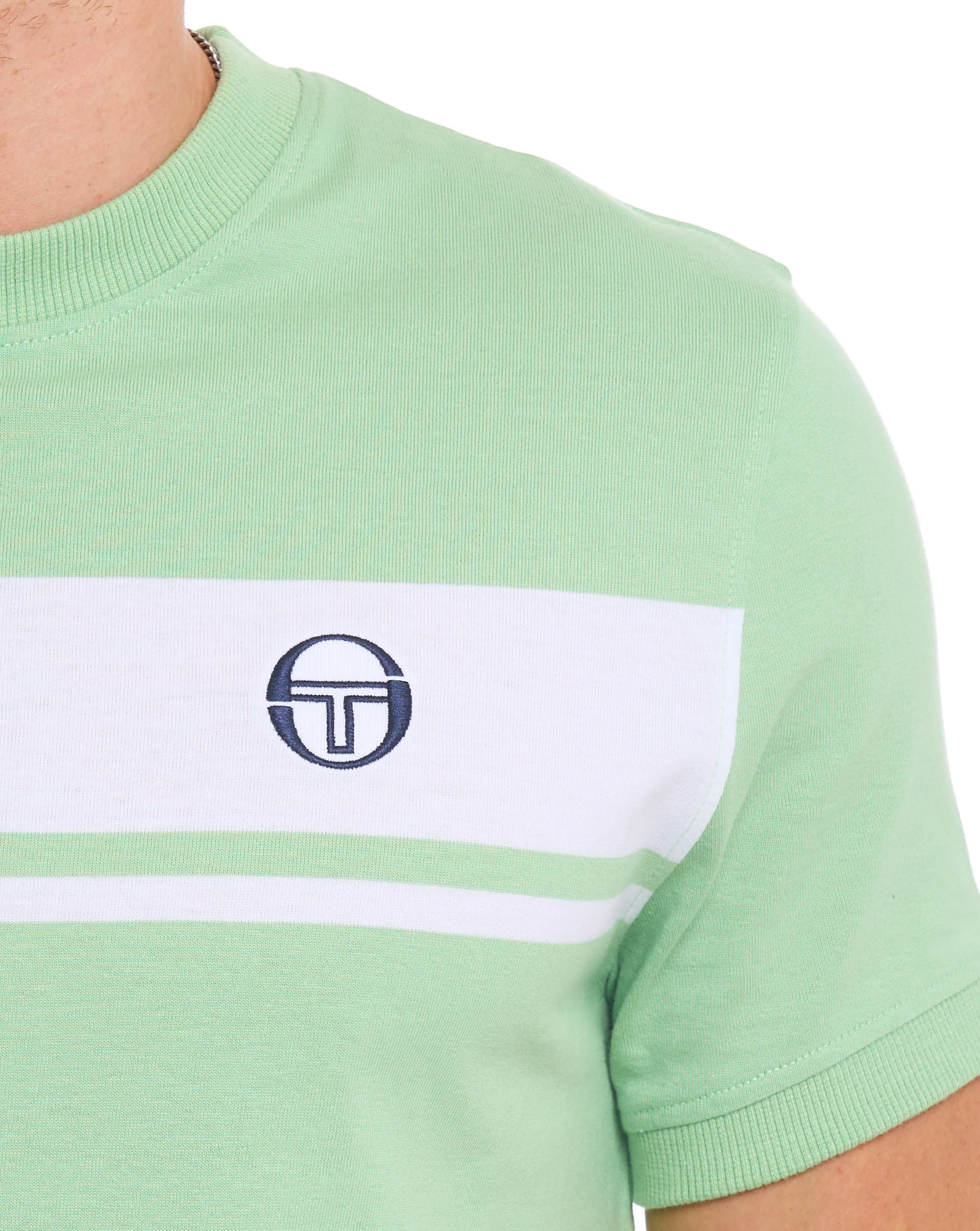 Sergio Tacchini Masters T Shirt Soft Green White - Image 3