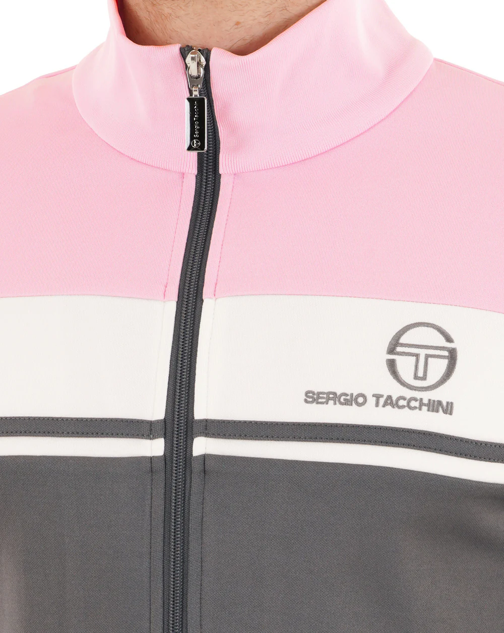 Sergio Tacchini Masters Track Top Charcoal Pink - Image 3