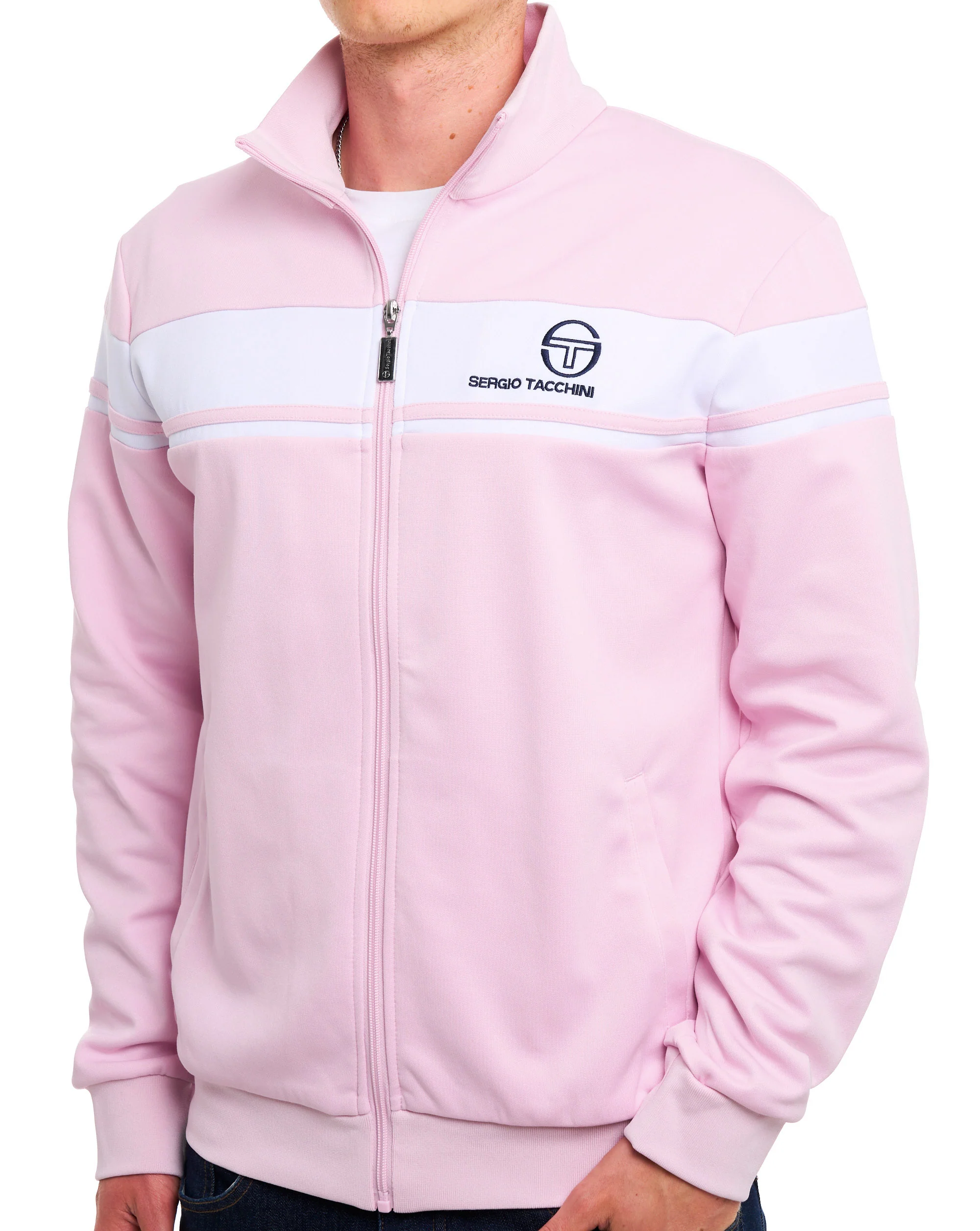 Sergio Tacchini Masters Track Top Pink/White - Image 3
