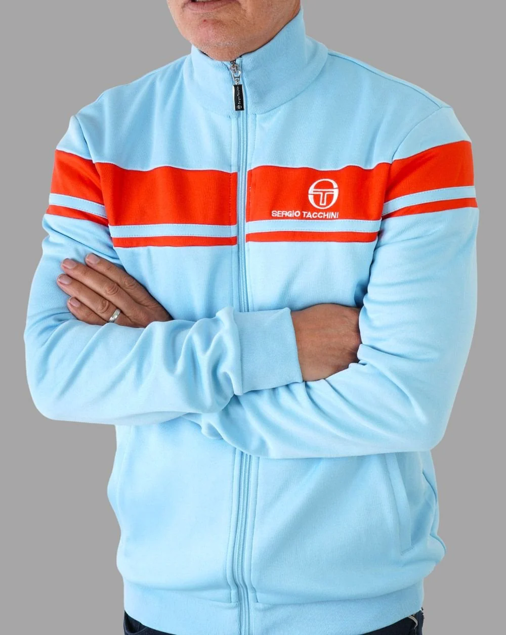 Sergio Tacchini Masters Track Top Sky Blue/Orange - Image 3