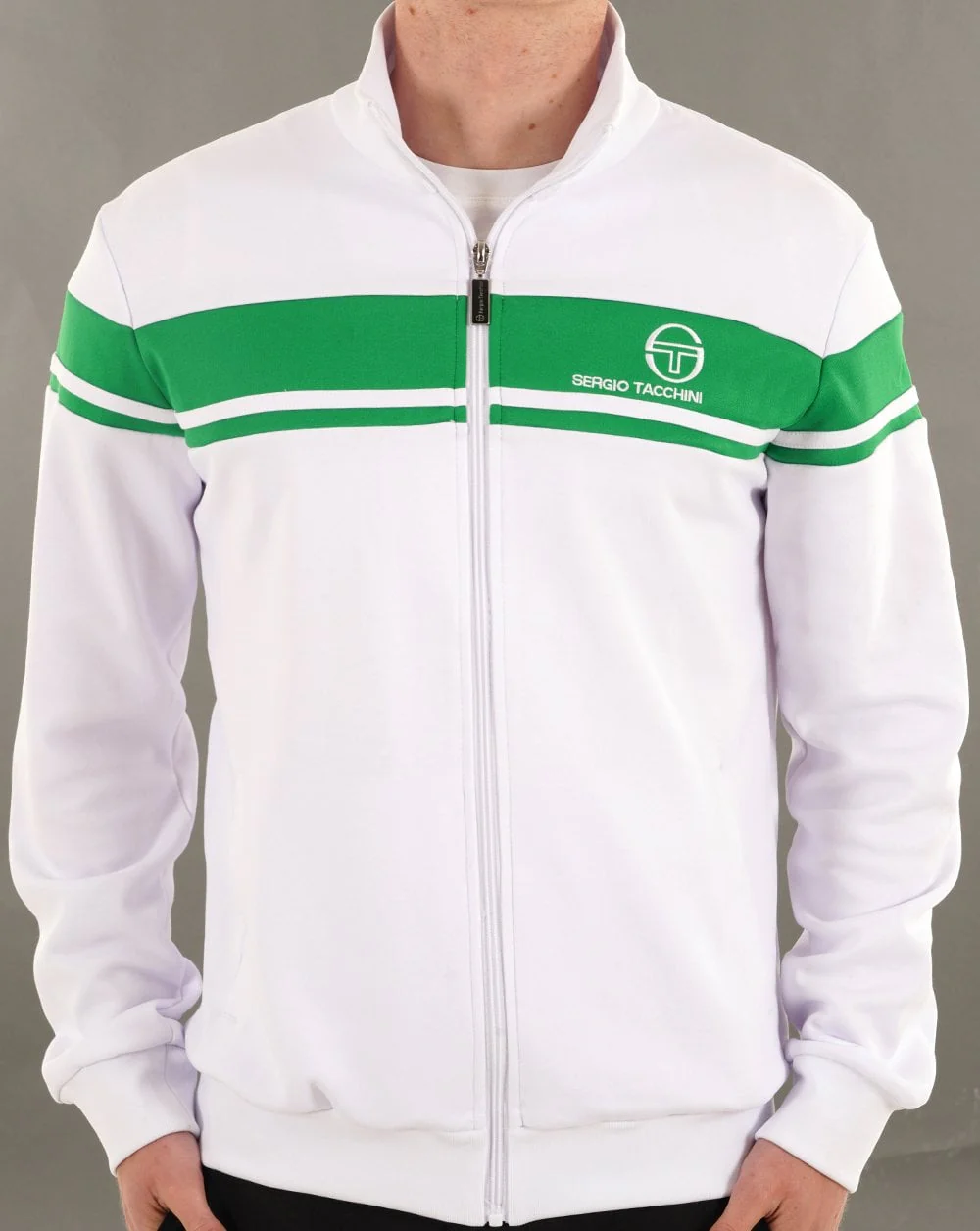 Sergio Tacchini Masters Track Top White / Fern Green - Image 4