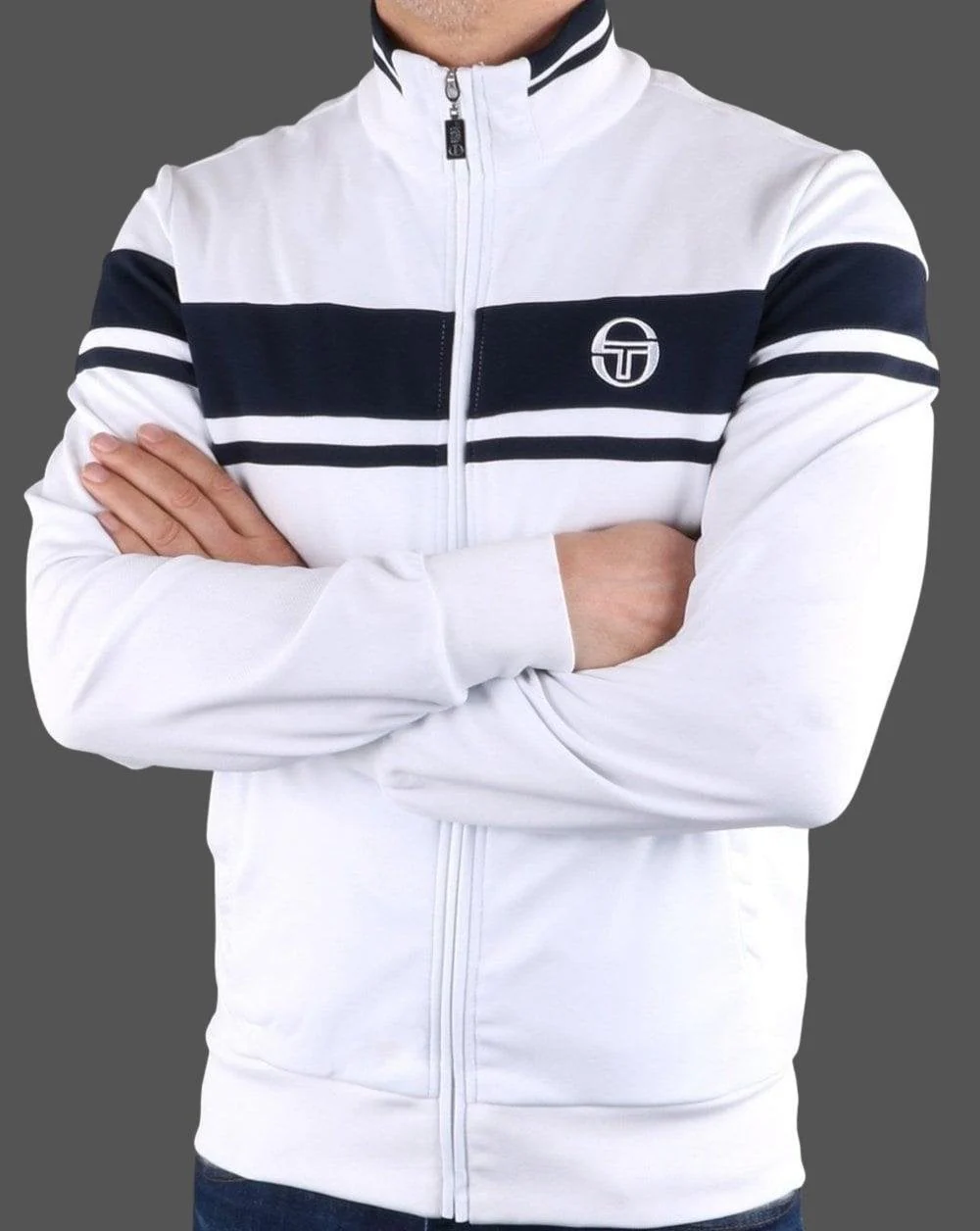 Sergio Tacchini Masters Track Top White/Navy - Image 3