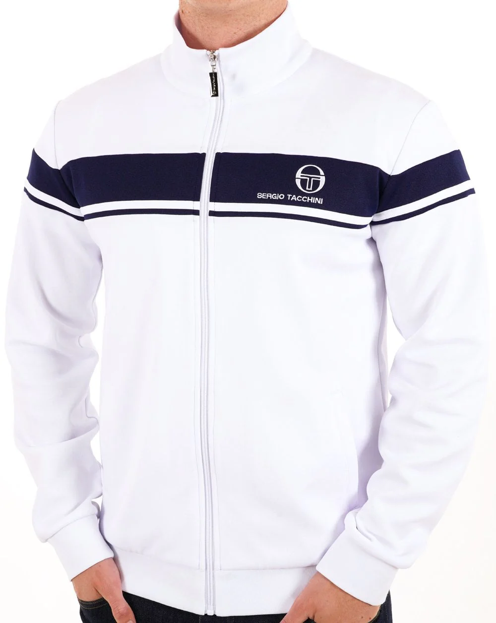 Sergio Tacchini Masters Track Top White Navy - Image 2