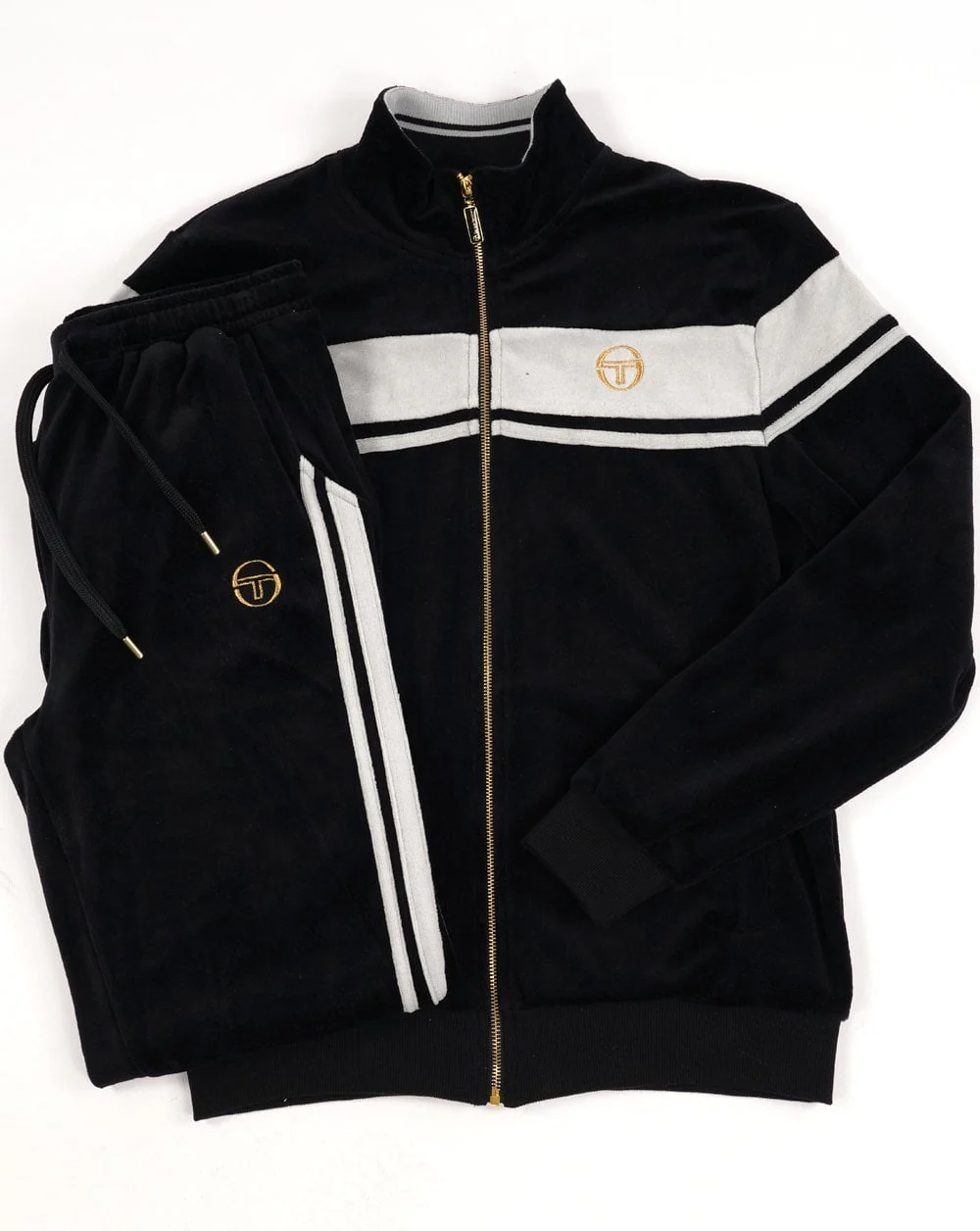 Sergio Tacchini Masters Velour Track Pants Black/Grey - Image 4