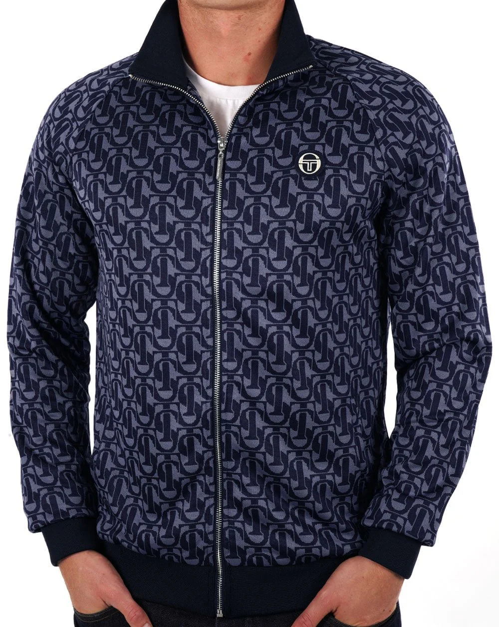 Sergio Tacchini Monogram Track Top Navy - Image 3