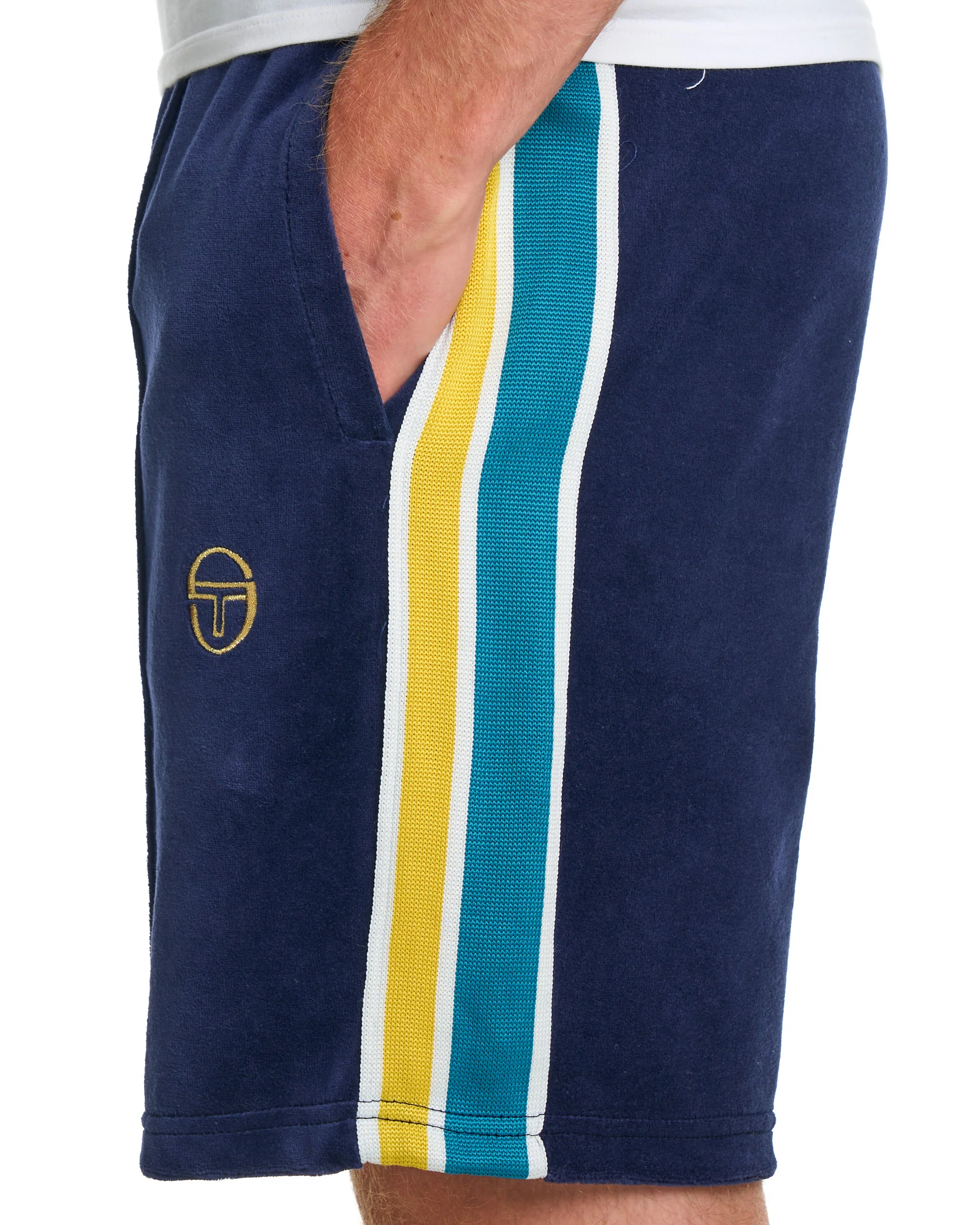 Sergio Tacchini Monte Velour Shorts Navy Blue - Image 3