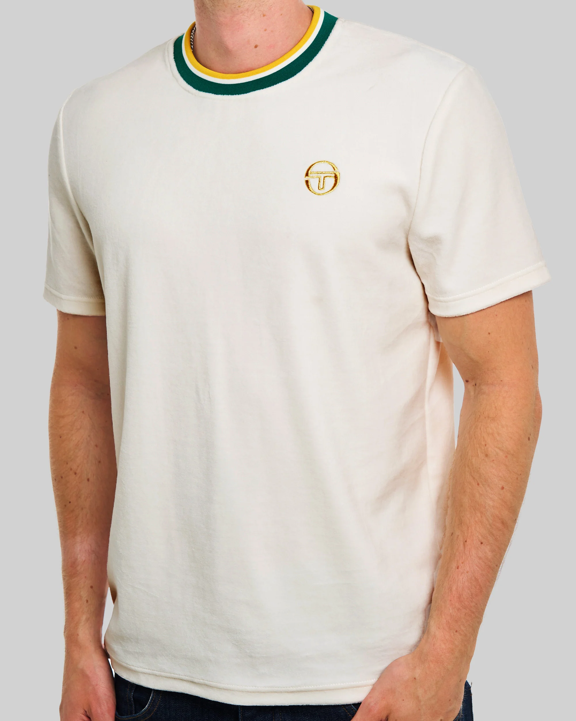 Sergio Tacchini Monte Velour T Shirt Gardenia - Image 3