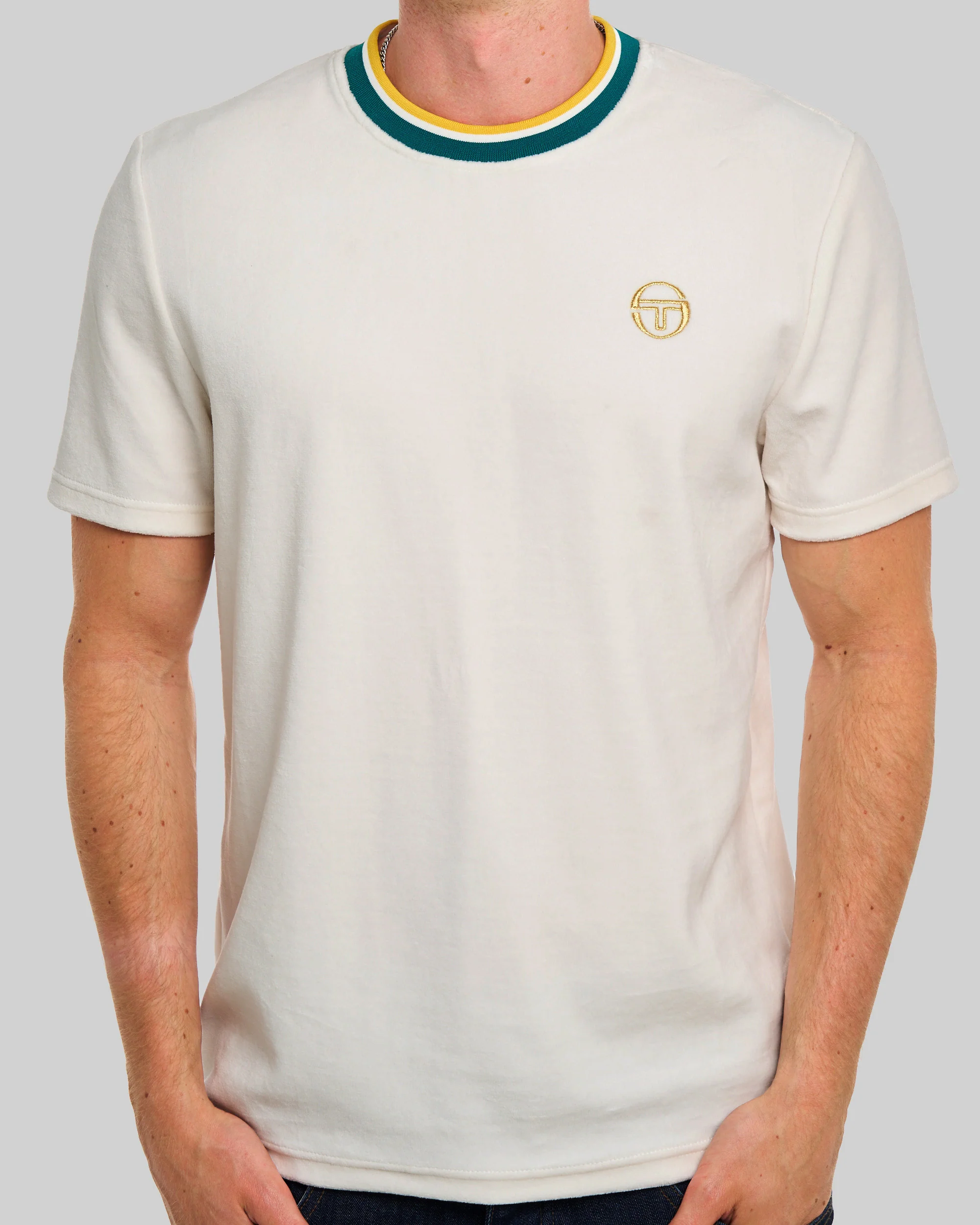 Sergio Tacchini Monte Velour T Shirt Gardenia - Image 4