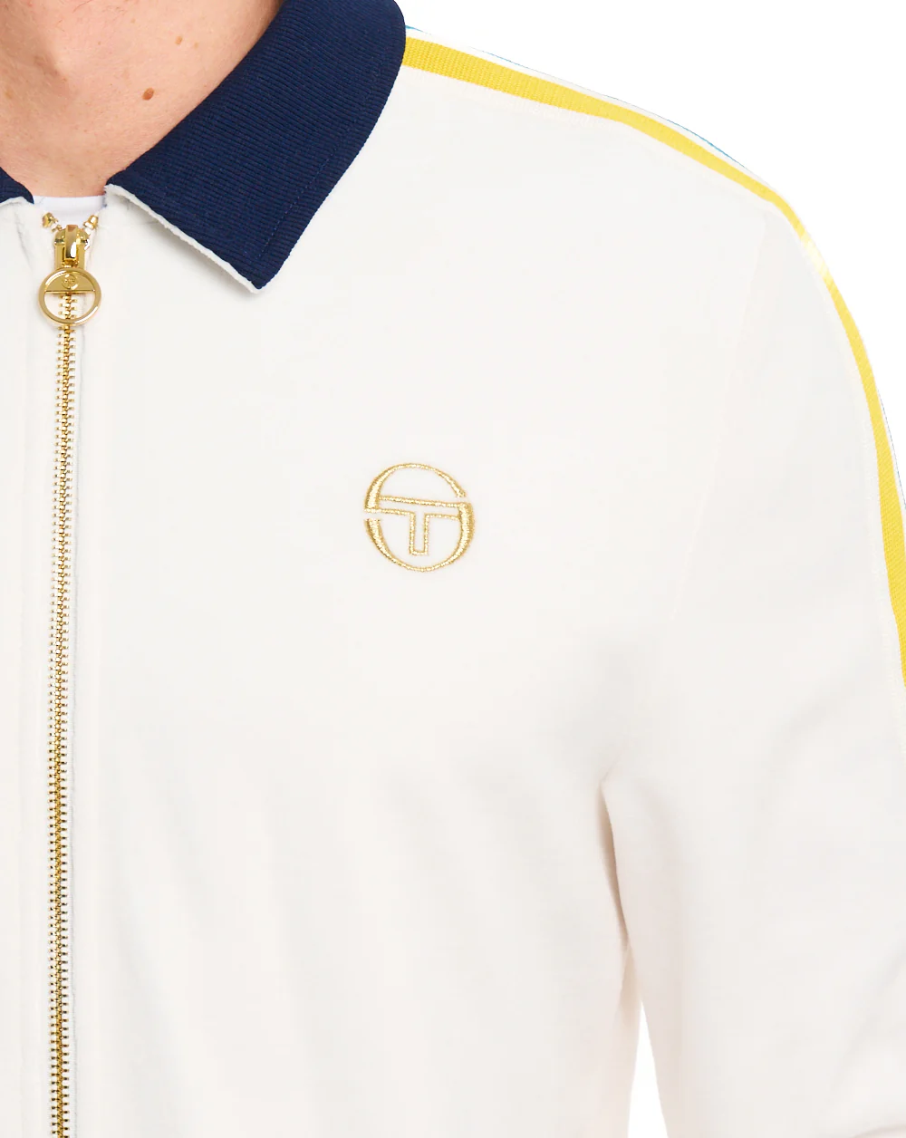Sergio Tacchini Monte Velour Track Top Gardenia/Navy Blue - Image 2