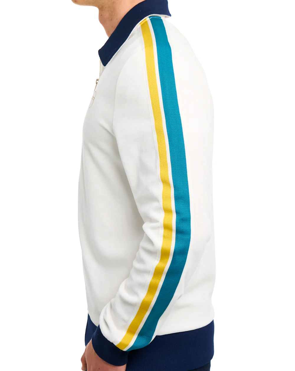 Sergio Tacchini Monte Velour Track Top Gardenia/Navy Blue - Image 4