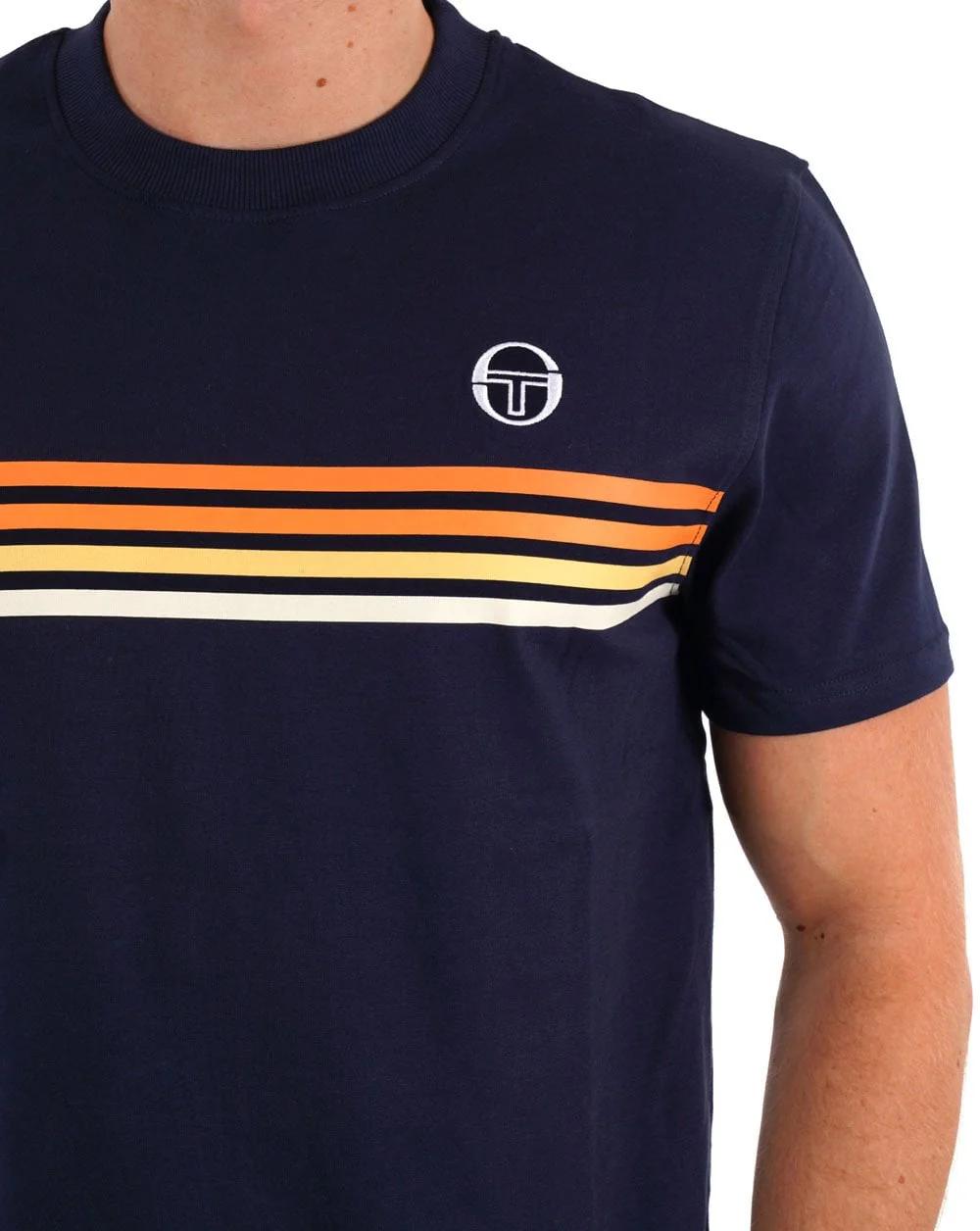 Sergio Tacchini Multi Stripe T Shirt Navy Blue - Image 2