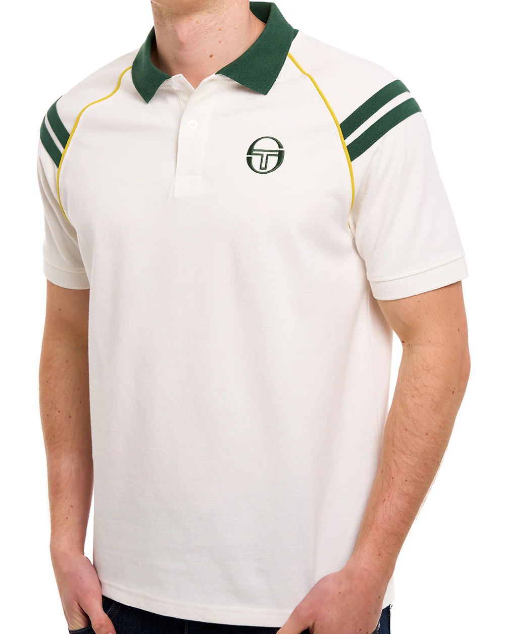Sergio Tacchini New Cortona Polo Shirt Gardenia/Pine Green - Image 2