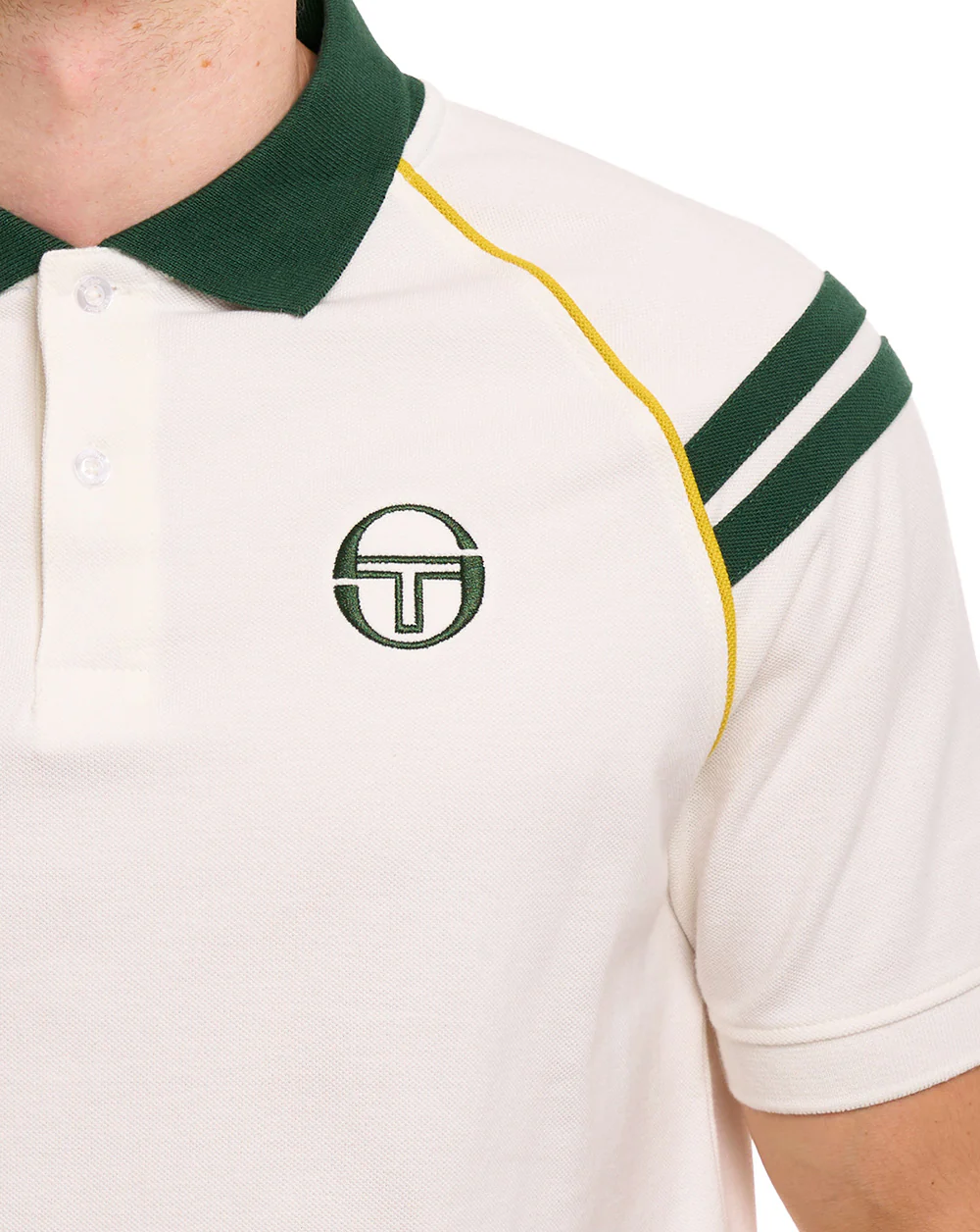 Sergio Tacchini New Cortona Polo Shirt Gardenia/Pine Green - Image 3