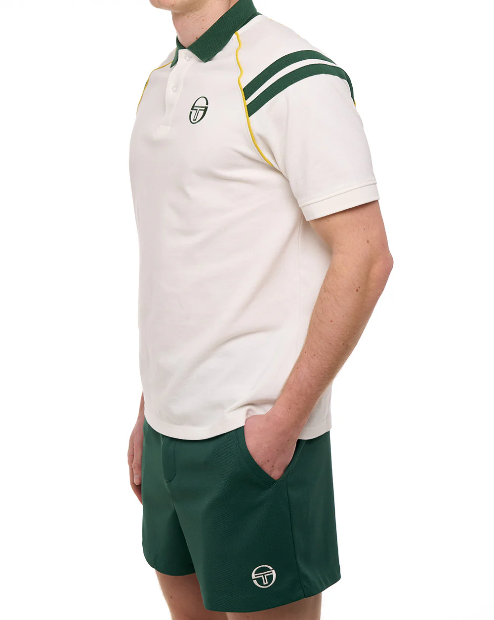 Sergio Tacchini New Cortona Polo Shirt Gardenia/Pine Green - Image 4