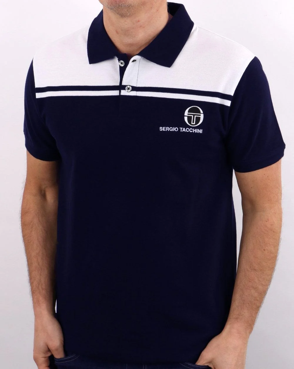 Sergio Tacchini New Young Line Polo Shirt Navy Blue/White - Image 4