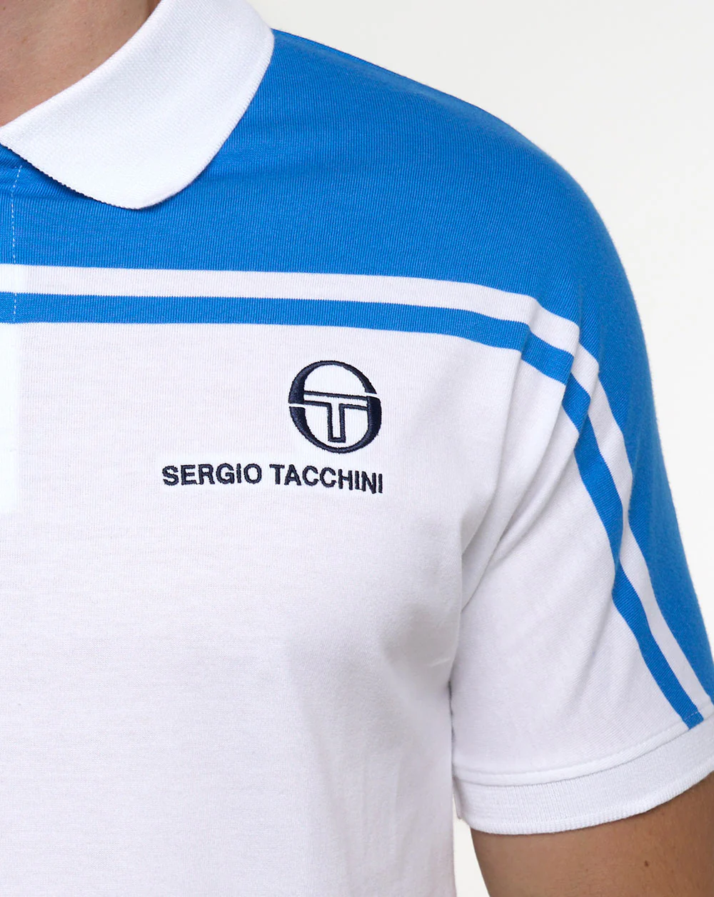Sergio Tacchini New Young Line Polo Shirt White/Blue - Image 2