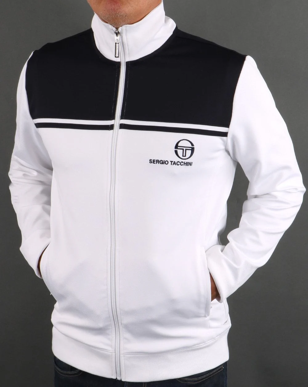 Sergio Tacchini New Young Line Track Top White Navy - Image 2