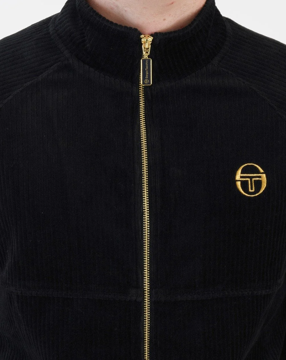 Sergio Tacchini Orion Rib Velour Track Top Black - Image 2