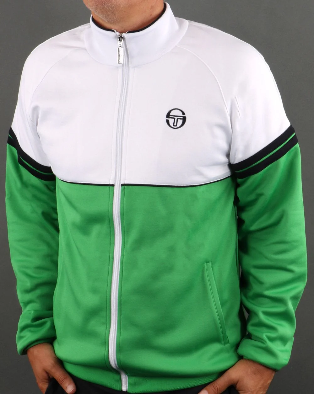 Sergio Tacchini Orion Track Top White- Fresh Green - Image 4