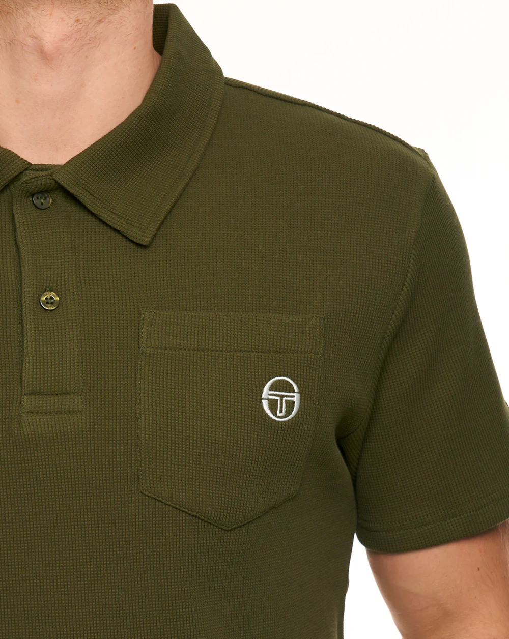 Sergio Tacchini Chest Pocket Polo Olive - Image 2