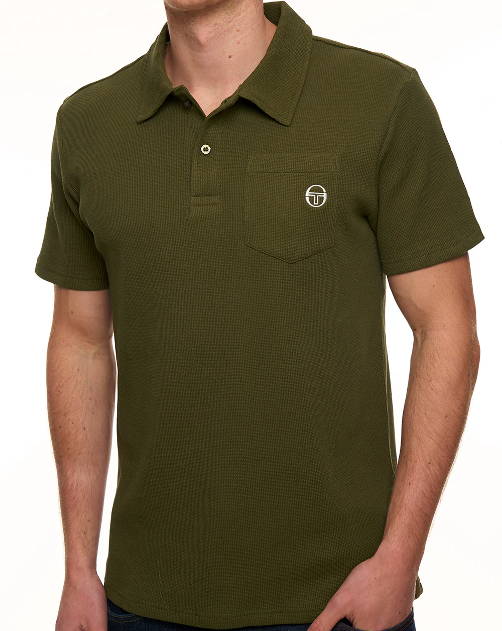 Sergio Tacchini Chest Pocket Polo Olive - Image 3