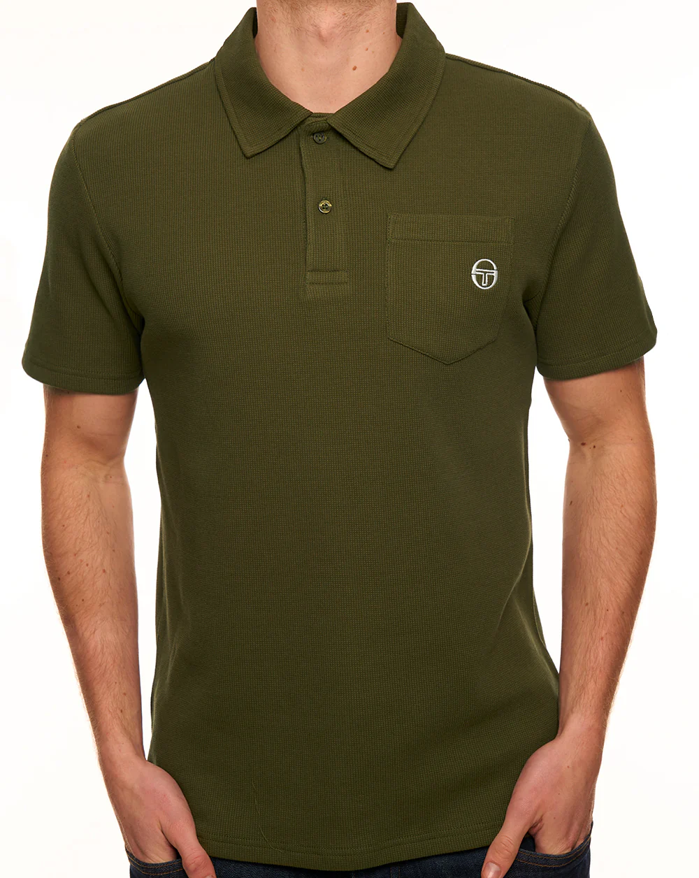 Sergio Tacchini Chest Pocket Polo Olive - Image 4