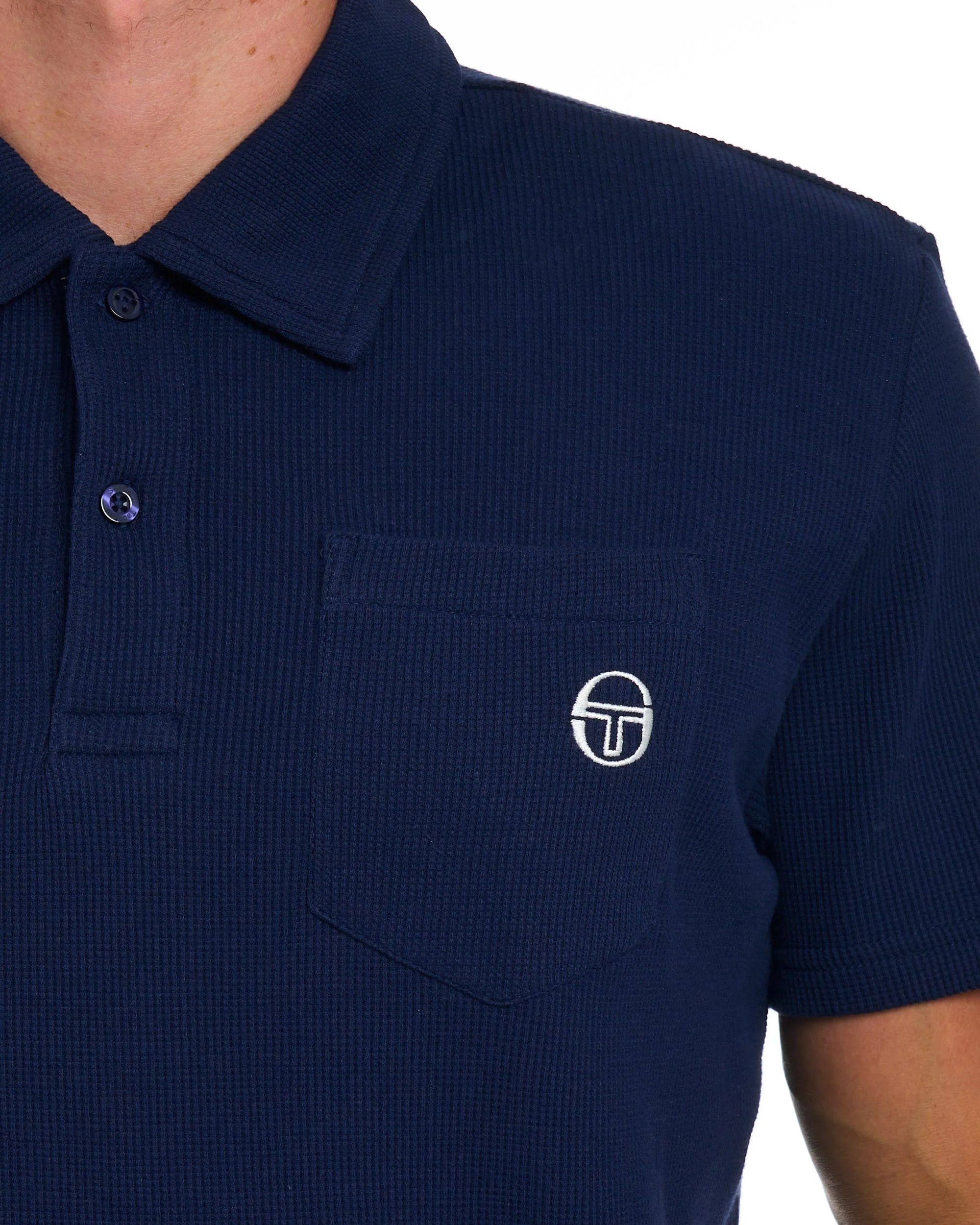Sergio Tacchini Chest Pocket Polo Navy - Image 2