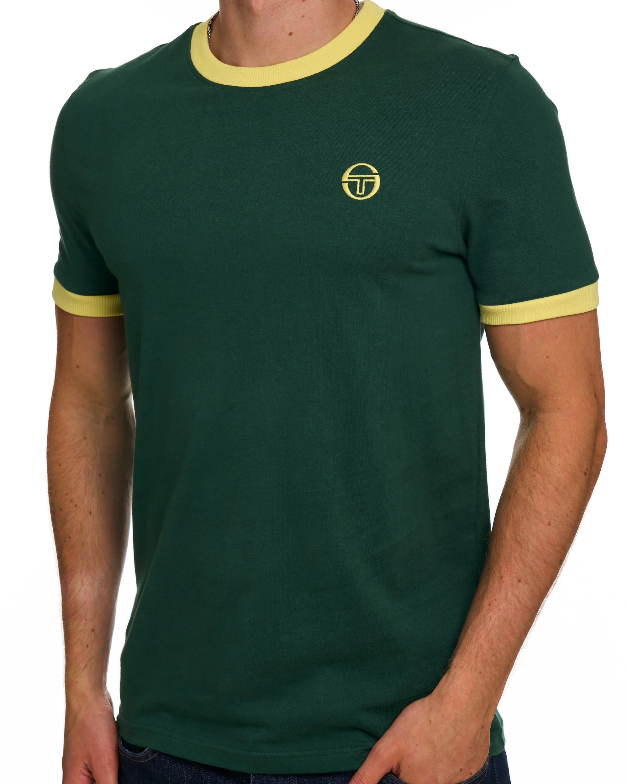 Sergio Tacchini Pro Ringer T Shirt Green/Yellow - Image 2