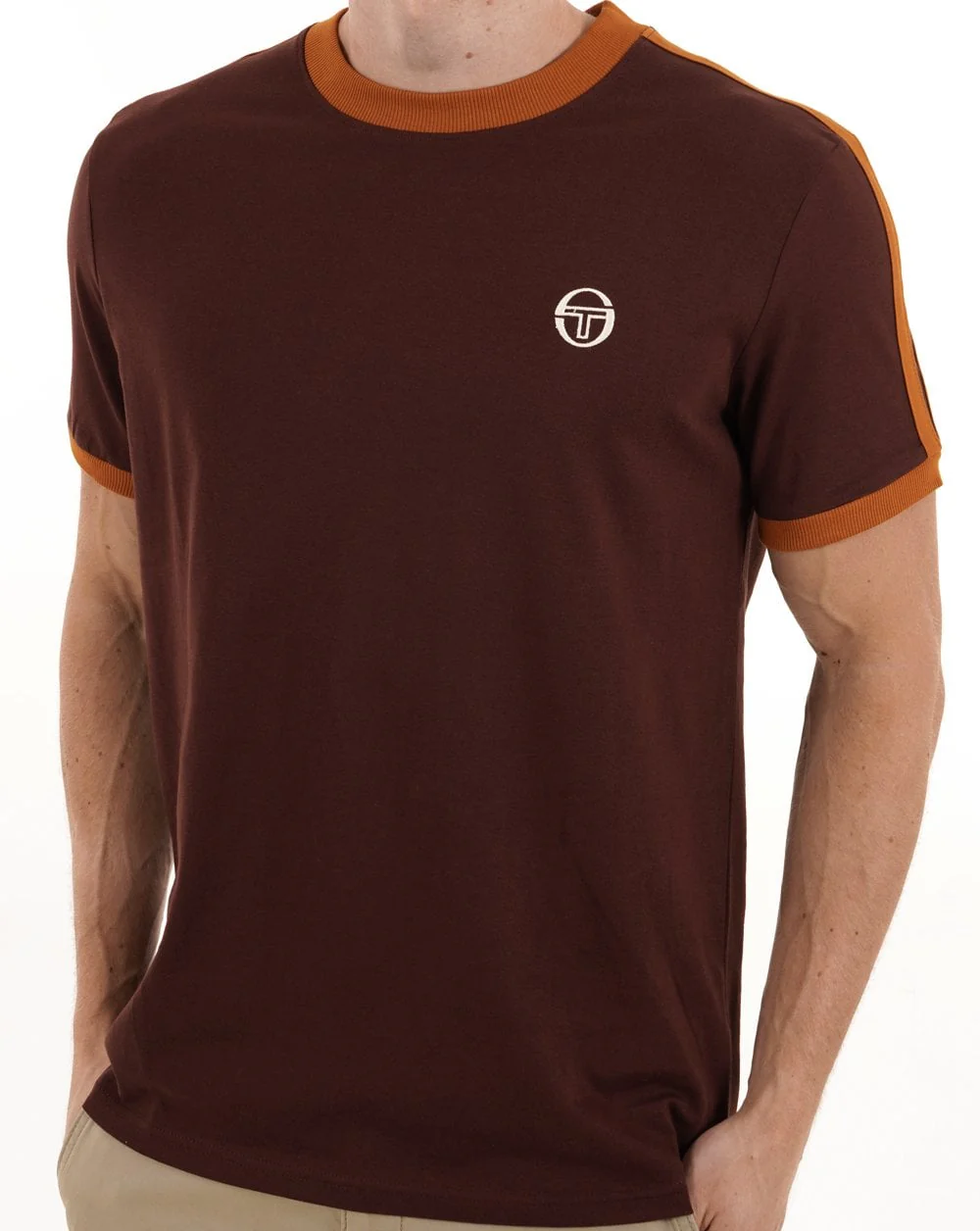 Sergio Tacchini Retro Ace T Shirt Dark Brown - Image 3
