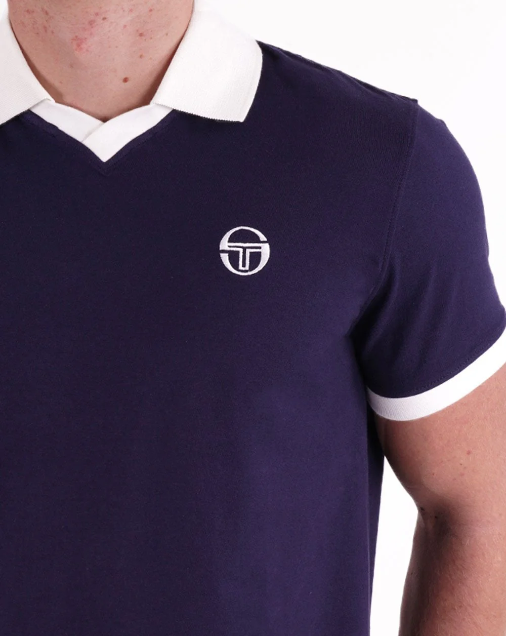 Sergio Tacchini Retro Polo Shirt Navy Blue - Image 2