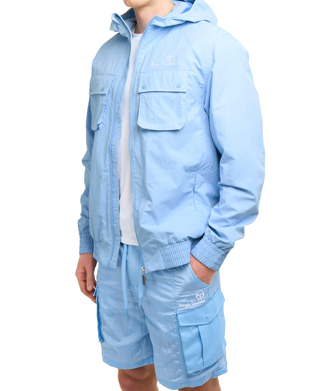 Sergio Tacchini Santino Cargo Shorts Sky Blue/White - Image 4