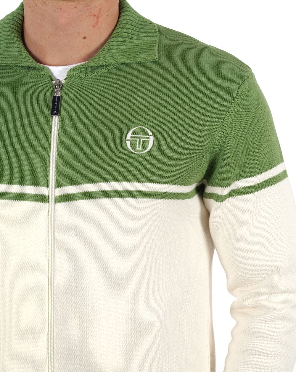 Sergio Tacchini Split Knitted Zip Up Gardenia Jade - Image 2