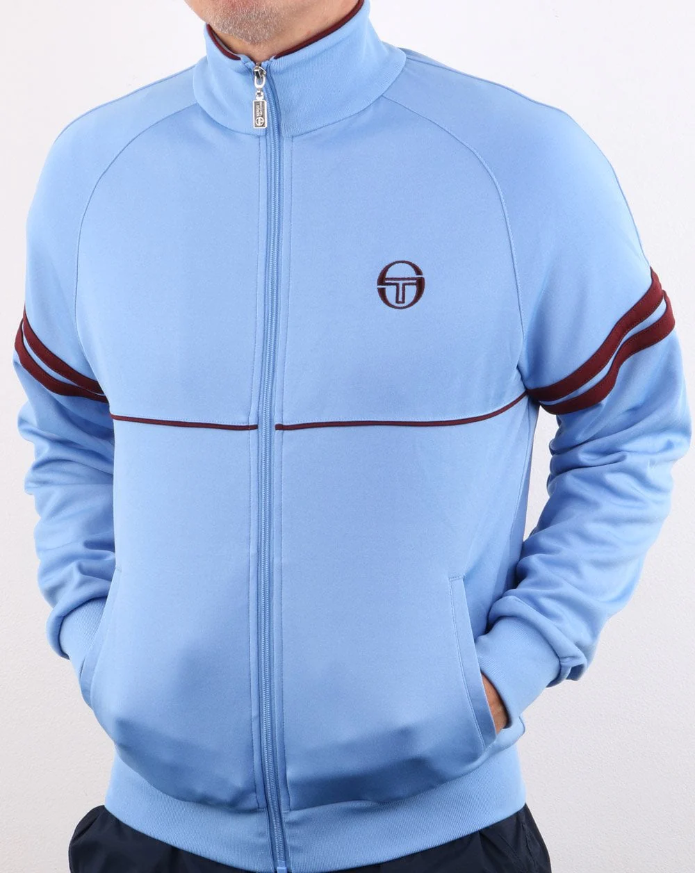 Sergio Tacchini Star Track Top Sky Blue/Burgundy - Image 3