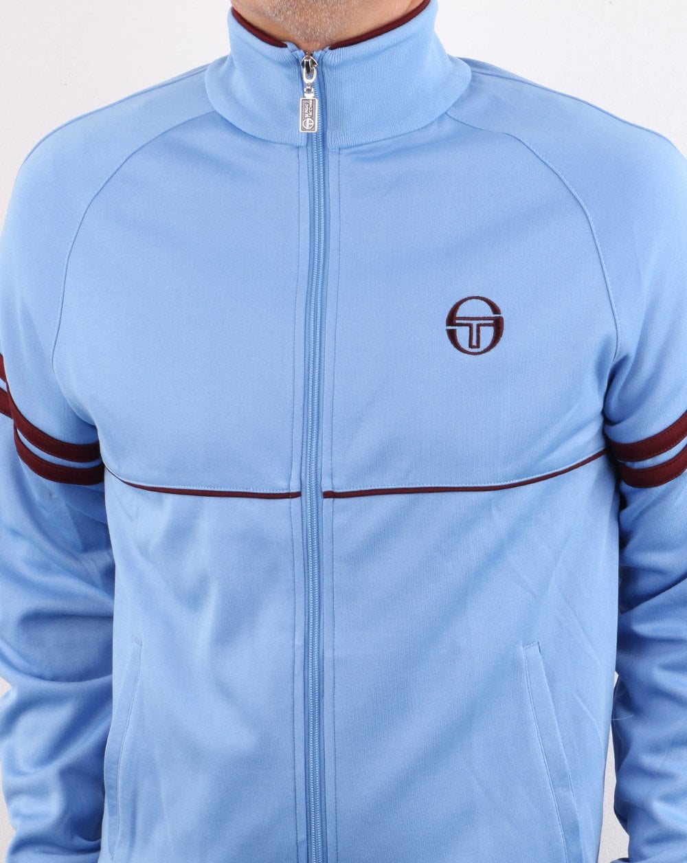 Sergio Tacchini Star Track Top Sky Blue/Burgundy - Image 4